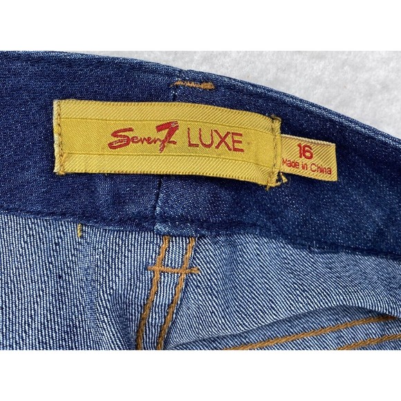 SEVEN 7 LUXE THALIA  Women's Size 16 Dark Wash Jeans Flare Thick Stitch Stretch - Picture 11 of 16